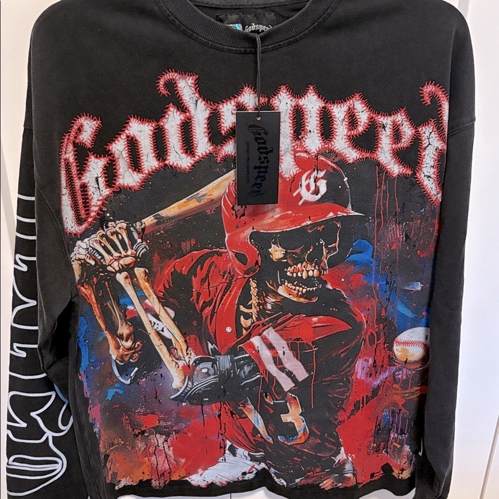❌SOLD❌ NWT [Godspeed] Baseball Skelton Grand Slam Graphic Long-Sleeve Men’s XS - Picture 6 of 12